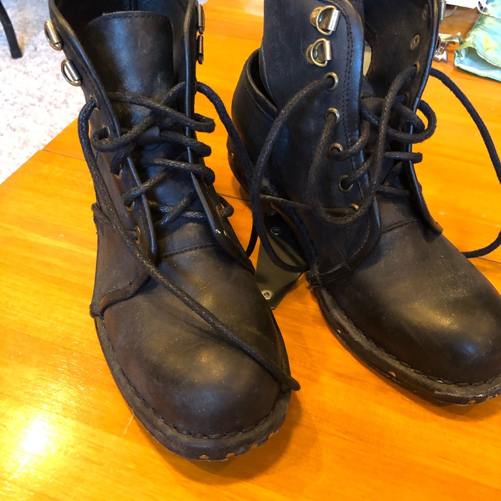 Leather ankle boots with cut outs at ankles